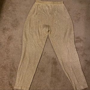 80s VINTAGE • Sideffects Knit Pants • Gold